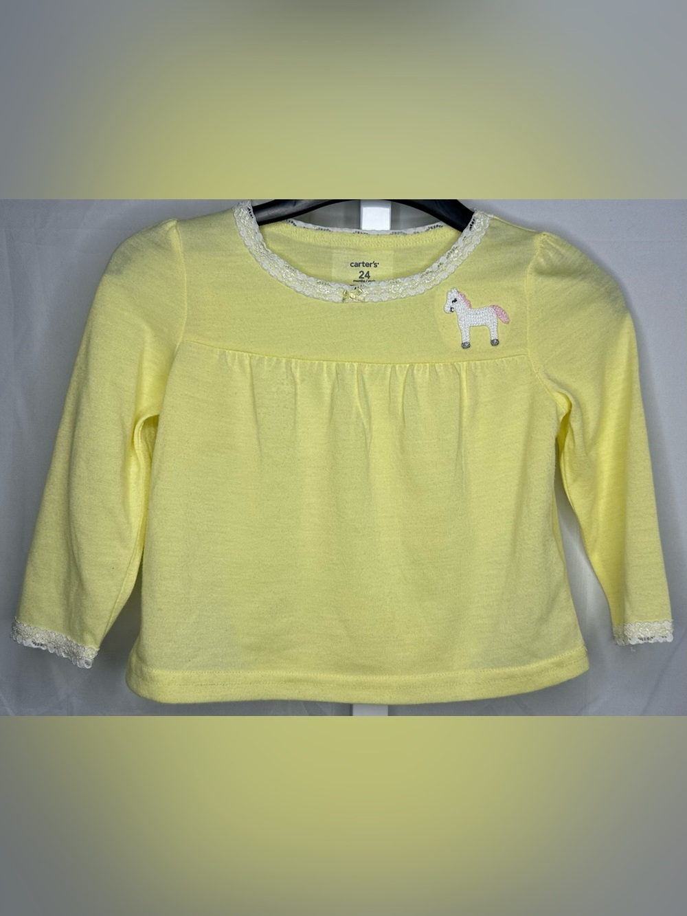 Carter's Pale Yellow Long Sleeve Top with Pony Patch